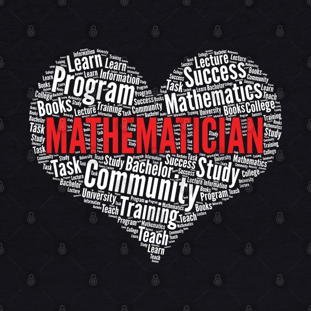 Mathematician Teacher Heart Shape Word Cloud I Love Math product by theodoros20